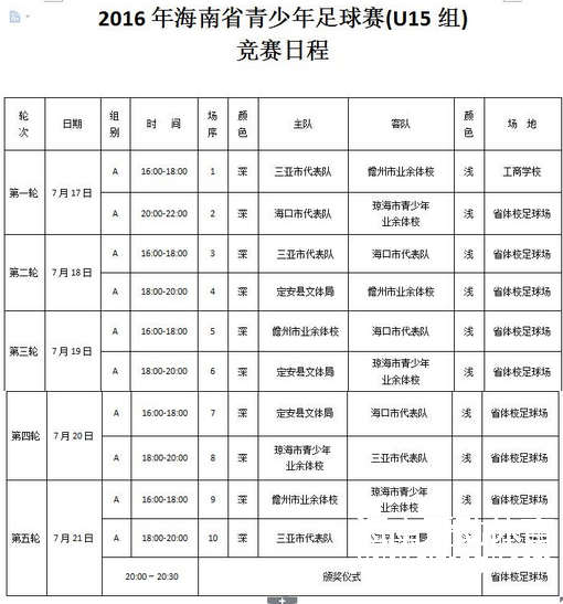 【足球】2016年海南省青少年足球赛(U15组)火热进行中 