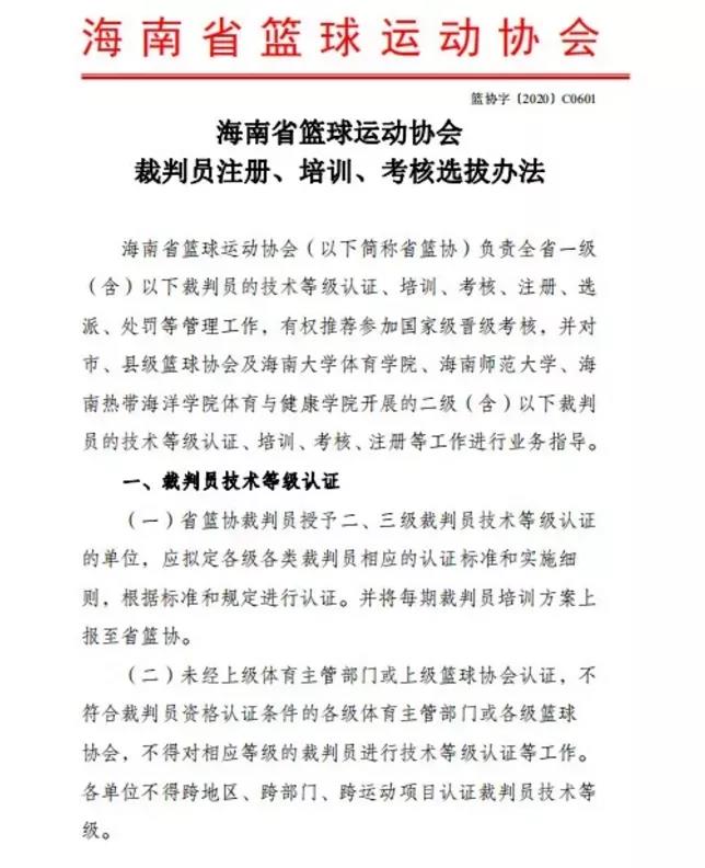 海南省篮协下放二、三级裁判员审批权，海口市篮协等单位获授权