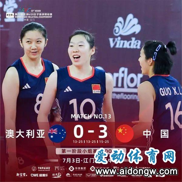 U20女排亚锦赛中国队夺两连胜 小组第一晋级八强